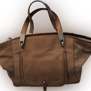 LAUREN Ralph Luren Truffle Leather Satchel, silver hardware (with dust bag)